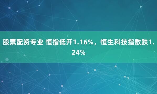 股票配资专业 恒指低开1.16%，恒生科技指数跌1.24%